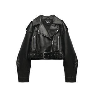 Zara faux leather cropped jacket